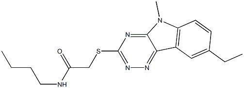 Acetamide, N-butyl-2-[(8-ethyl-5-methyl-5H-1,2,4-triazino[5,6-b]indol-3-yl)thio]- (9CI) Structural