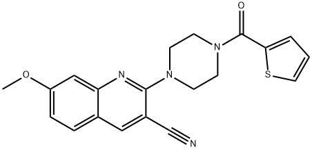 Piperazine, 1-(3-cyano-7-methoxy-2-quinolinyl)-4-(2-thienylcarbonyl)- (9CI) Structural