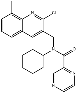 Pyrazinecarboxamide, N-[(2-chloro-8-methyl-3-quinolinyl)methyl]-N-cyclohexyl- (9CI) Structural