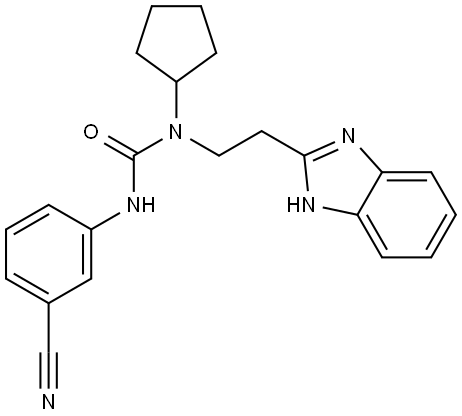 Urea, N-[2-(1H-benzimidazol-2-yl)ethyl]-N-(3-cyanophenyl)-N-cyclopentyl- (9CI) Structural