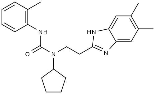 Urea, N-cyclopentyl-N-[2-(5,6-dimethyl-1H-benzimidazol-2-yl)ethyl]-N-(2-methylphenyl)- (9CI) Structural