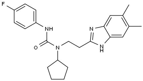 Urea, N-cyclopentyl-N-[2-(5,6-dimethyl-1H-benzimidazol-2-yl)ethyl]-N-(4-fluorophenyl)- (9CI) Structural