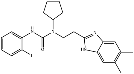 Urea, N-cyclopentyl-N-[2-(5,6-dimethyl-1H-benzimidazol-2-yl)ethyl]-N-(2-fluorophenyl)- (9CI) Structural