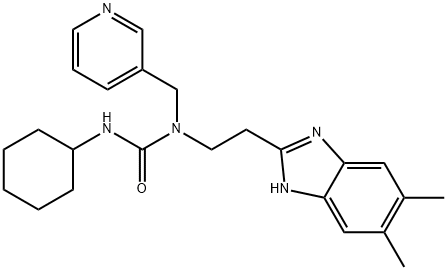 Urea, N-cyclohexyl-N-[2-(5,6-dimethyl-1H-benzimidazol-2-yl)ethyl]-N-(3-pyridinylmethyl)- (9CI) Structural