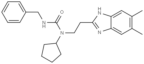 Urea, N-cyclopentyl-N-[2-(5,6-dimethyl-1H-benzimidazol-2-yl)ethyl]-N-(phenylmethyl)- (9CI) Structural