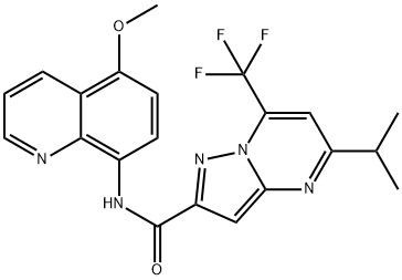 Pyrazolo[1,5-a]pyrimidine-2-carboxamide, N-(5-methoxy-8-quinolinyl)-5-(1-methylethyl)-7-(trifluoromethyl)- (9CI) Structural