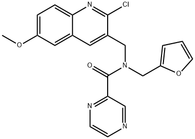 Pyrazinecarboxamide, N-[(2-chloro-6-methoxy-3-quinolinyl)methyl]-N-(2-furanylmethyl)- (9CI) Structural