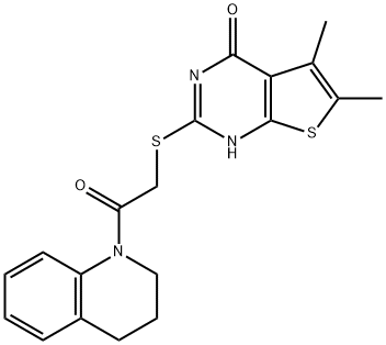 Quinoline, 1-[[(1,4-dihydro-5,6-dimethyl-4-oxothieno[2,3-d]pyrimidin-2-yl)thio]acetyl]-1,2,3,4-tetrahydro- (9CI) Structural