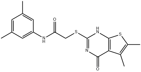 Acetamide, 2-[(1,4-dihydro-5,6-dimethyl-4-oxothieno[2,3-d]pyrimidin-2-yl)thio]-N-(3,5-dimethylphenyl)- (9CI) Structural