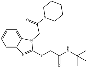 Acetamide, N-(1,1-dimethylethyl)-2-[[1-[2-oxo-2-(1-piperidinyl)ethyl]-1H-benzimidazol-2-yl]thio]- (9CI) Structural