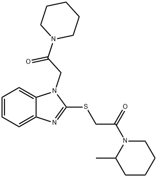 Piperidine, 2-methyl-1-[[[1-[2-oxo-2-(1-piperidinyl)ethyl]-1H-benzimidazol-2-yl]thio]acetyl]- (9CI) Structural