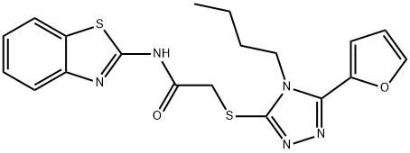 Acetamide, N-2-benzothiazolyl-2-[[4-butyl-5-(2-furanyl)-4H-1,2,4-triazol-3-yl]thio]- (9CI) Structural