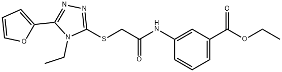 Benzoic acid, 3-[[[[4-ethyl-5-(2-furanyl)-4H-1,2,4-triazol-3-yl]thio]acetyl]amino]-, ethyl ester (9CI) Structural