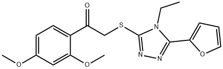 Ethanone, 1-(2,4-dimethoxyphenyl)-2-[[4-ethyl-5-(2-furanyl)-4H-1,2,4-triazol-3-yl]thio]- (9CI) Structural