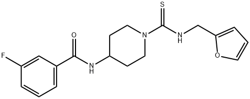 Benzamide, 3-fluoro-N-[1-[[(2-furanylmethyl)amino]thioxomethyl]-4-piperidinyl]- (9CI) Structural