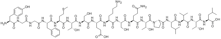 H-TYR-GLY-GLY-PHE-MET-THR-SER-GLU-LYS-SER-GLN-THR-PRO-LEU-VAL-THR-LEU-OH,TYR-GLY-GLY-PHE-MET-THR-SER-GLU-LYS-SER-GLN-THR-PRO-LEU-VAL-THR-LEU