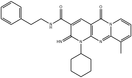 1-cyclohexyl-2-imino-10-methyl-5-oxo-N-(2-phenylethyl)-1,5-dihydro-2H-dipyrido[1,2-a:2,3-d]pyrimidine-3-carboxamide Structural