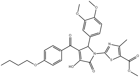 methyl 2-[3-(4-butoxybenzoyl)-2-(3,4-dimethoxyphenyl)-4-hydroxy-5-oxo-2,5-dihydro-1H-pyrrol-1-yl]-4-methyl-1,3-thiazole-5-carboxylate