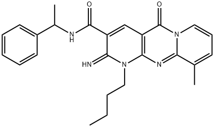 1-butyl-2-imino-10-methyl-5-oxo-N-(1-phenylethyl)-1,5-dihydro-2H-dipyrido[1,2-a:2,3-d]pyrimidine-3-carboxamide Structural