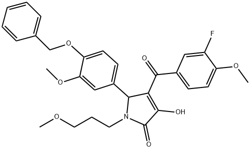 5-[4-(benzyloxy)-3-methoxyphenyl]-4-(3-fluoro-4-methoxybenzoyl)-3-hydroxy-1-(3-methoxypropyl)-1,5-dihydro-2H-pyrrol-2-one Structural