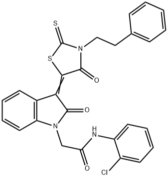 N-(2-CHLOROPHENYL)-2-((3Z)-2-OXO-3-[4-OXO-3-(2-PHENYLETHYL)-2-THIOXO-1,3-THIAZOLIDIN-5-YLIDENE]-2,3-DIHYDRO-1H-INDOL-1-YL)ACETAMIDE