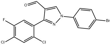 1-(4-BROMOPHENYL)-3-(2,4-DICHLORO-5-FLUOROPHENYL)-1H-PYRAZOLE-4-CARBALDEHYDE Structural