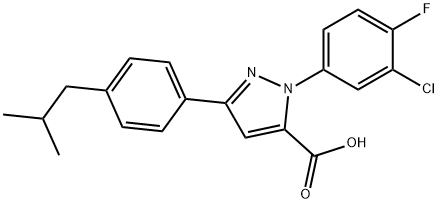 1-(3-CHLORO-4-FLUOROPHENYL)-3-(4-ISOBUTYLPHENYL)-1H-PYRAZOLE-5-CARBOXYLIC ACID Structural