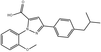 3-(4-ISOBUTYLPHENYL)-1-(2-METHOXYPHENYL)-1H-PYRAZOLE-5-CARBOXYLIC ACID Structural