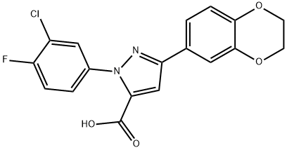 1-(3-CHLORO-4-FLUOROPHENYL)-3-(2,3-DIHYDROBENZO[B][1,4]DIOXIN-7-YL)-1H-PYRAZOLE-5-CARBOXYLIC ACID Structural