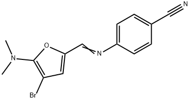 Benzonitrile,  4-[[[4-bromo-5-(dimethylamino)-2-furanyl]methylene]amino]- Structural