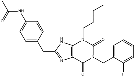 N-[4-[1-(2-Fluorobenzyl)-3-butyl-2,6-dixo-2,3,6,7-tetrahydro-1H-purin-8-ylmethyl]phenyl]acetamide Structural