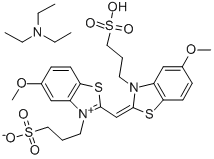 hydrogen 5-methoxy-2-[[5-methoxy-3-(3-sulphonatopropyl)-3H-benzothiazol-2-ylidene]methyl]-3-(3-sulphonatopropyl)benzothiazolium, compound with triethylamine (1:1)