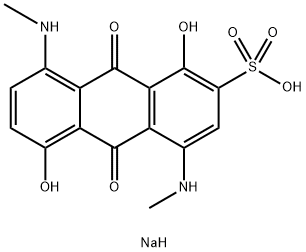 sodium 9,10-dihydro-1,5-dihydroxy-4,8-bis(methylamino)-9,10-dioxoanthracene-2-sulphonate  Structural