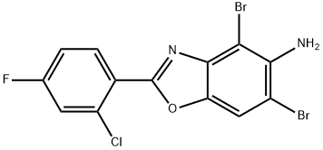 4,6-DIBROMO-2-(2-CHLORO-4-FLUOROPHENYL)-1,3-BENZOXAZOL-5-AMINE Structural