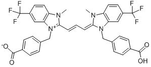 2-(3-(1-(4-CARBOXY) BENZYL-3-METHYL-6-TRIFLUORO METHYL-2-BENZIMIDAZOLINYLIDENE) PROPENYL)-3-METHYL-1-(4-CARBOXY) BENZYL-6-TRIFLUOROMETHYL BENZIMIDAZOLIUM HYDROXIDE, INNER SALT