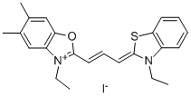 3-ETHYL-2-[3-(3-ETHYL-2-THIAZOLIDINYLIDENE)-1-PROPENYL]-5,6-DIMETHYL-BENZOXAZOLIUM IODIDE Structural