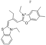 5,6-DIMETHYL-2-(2-(3-ETHYL-2-(3)-BENZOTHIAZOLYLIDENE)METHYL)-1-BUTENYL)-3-ETHYL-BENZOXAZOLIUM IODIDE