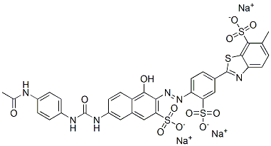 trisodium 2-[4-[[6-[[[[4-(acetamido)phenyl]amino]carbonyl]amino]-1-hydroxy-3-sulphonato-2-naphthyl]azo]-3-sulphonatophenyl]-6-methylbenzothiazole-7-sulphonate  