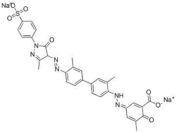 disodium (3Z)-5-methyl-3-[[2-methyl-4-[3-methyl-4-[[3-methyl-5-oxo-1-(4-sulfonatophenyl)-4H-pyrazol-4-yl]diazenyl]phenyl]phenyl]hydrazinylidene]-6-oxo-cyclohexa-1,4-diene-1-carboxylate