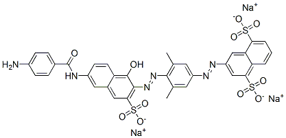 3-[[4-[[6-[(4-Aminobenzoyl)amino]-1-hydroxy-3-sulfo-2-naphtyl]azo]-3,5-dimethylphenyl]azo]-1,5-naphthalenedisulfonic acid trisodium salt