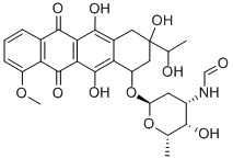 5,12-Naphthacenedione, 7,8,9,10-tetrahydro-6,8,11-trihydroxy-8-(1-hydr oxyethyl)-1-methoxy-10-((2,3,6-trideoxy-3-(formylamino)-alpha-L-lyxo-h exopyranosyl)oxy)-