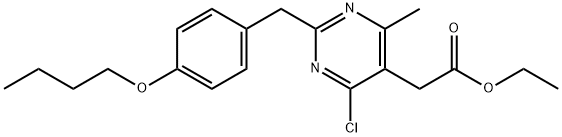 2-((4-Butoxyphenyl)methyl)-4-chloro-6-methy-5-pyrimidineacetic acid et hyl ester Structural