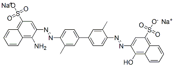 4-Amino-3-[[4'-[(1-hydroxy-4-sulfo-2-naphtyl)azo]-3,3'-dimethyl-1,1'-biphenyl-4-yl]azo]-1-naphthalenesulfonic acid disodium salt Structural