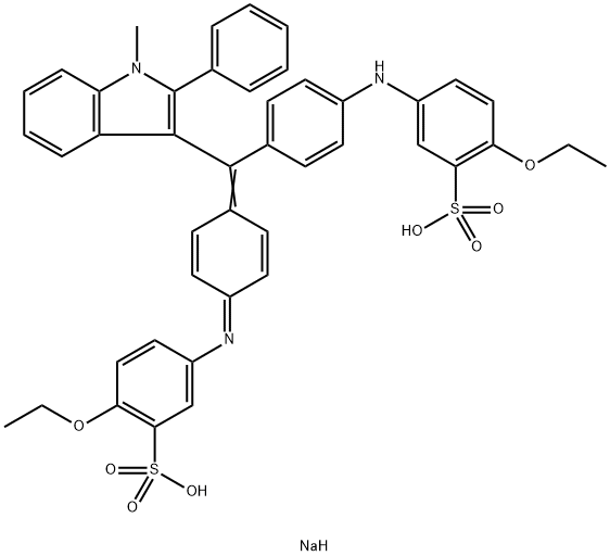 sodium hydrogen -2-ethoxy-5-[[4-[[4-[(4-ethoxy-3-sulphonatophenyl)amino]phenyl]-(1H-indol-3-yl-1-methyl-2-phenyl)methylene]-2,5-cyclohexadien-1-ylidene]amino]benzenesulphonate  