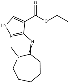 Pyrazole-4-carboxylic acid, 5-((1-methylhexahydro-1H-azepin-2-ylidene) amino)-, ethyl ester