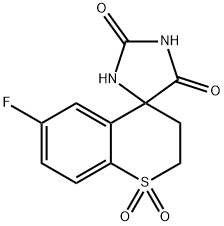 6''-FLUORO-2'',3''-DIHYDRO-2H,5H-SPIRO[IMIDAZOLIDINE-4,4''-THIOCHROMENE]-2,5-DIONE 1'',1''-DIOXIDE Structural