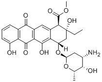 1-Naphthacenecarboxylic acid, 1,2,3,4,6,11-hexahydro-6,11-dioxo-2-ethy l-4-((2,3,6-trideoxy-3-amino-alpha-L-lyxo-hexopyranosyl)oxy)-2,5,7-tri hydroxy-, methyl ester, (1R-(1-alpha,2-beta,4-beta))-