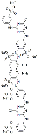 hexasodium 4-amino-3,6-bis[[4-[[4-chloro-6-[(3-sulphonatophenyl)amino]-1,3,5-triazin-2-yl]amino]-2-sulphonatophenyl]azo]-5-hydroxynaphthalene-2,7-disulphonate Structural