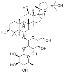 (3b,6a,12b,24R)-20,24-Epoxy-3,12,25-trihydroxydammaran-6-yl 2-O-(6-deoxy-alpha-L-mannopyranosyl)-beta-D-glucopyranoside Structural