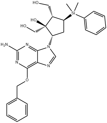 [(1S,2S,3S,5S)-5-[2-Amino-6-(benzyloxy)-9H-purin-9-yl]-3-[dimethyl(phenyl)silyl]-1-hydroxycyclopentane-1,2-diyl]dimethanol Structural